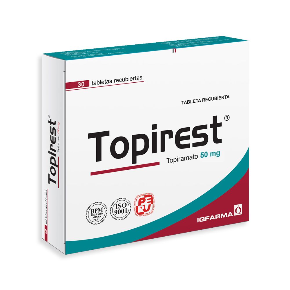topirest 50-compressed TOPIREST (TOPIRAMATO 50MG) - Imagen 1