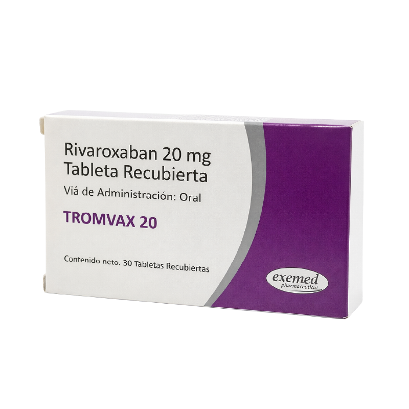 Rivaroxaban 20 mg 30 tabletas (2) TROMVAX 20 (RIVAROXABAN 20 MG) - Imagen 1