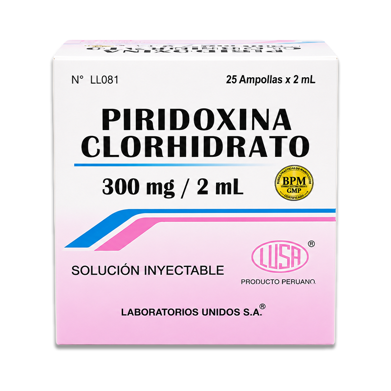 PIRIDOXINA PIRIDOXINA CLORHIDRATO 300MG/2ML SOLUCIÓN INYECTABLE X 2 ML. - Imagen 1