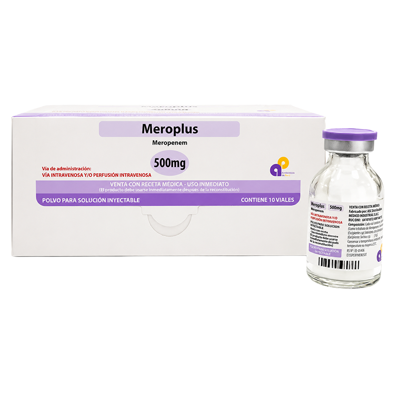 PNG MEROPLUS MEROPLUS (MEROPENEN 500 MG) POLVO PARA SOLUCIÓN INYECTABLE VIA INTRAVENOSA Y/O PERFUSION INTRAVENOSA - Imagen 1