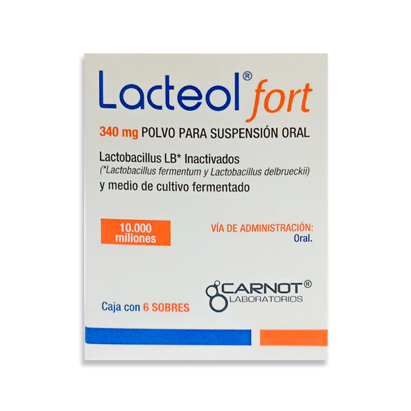 lacteol fort LACTEOL FORT 340MG (LACTOCACILLUS LB INACTIVADOS Y MEDIO DE CULTIVO FERMENTADO) POLVO PARA SUSPENSION ORAL- SOBRE - Imagen 1