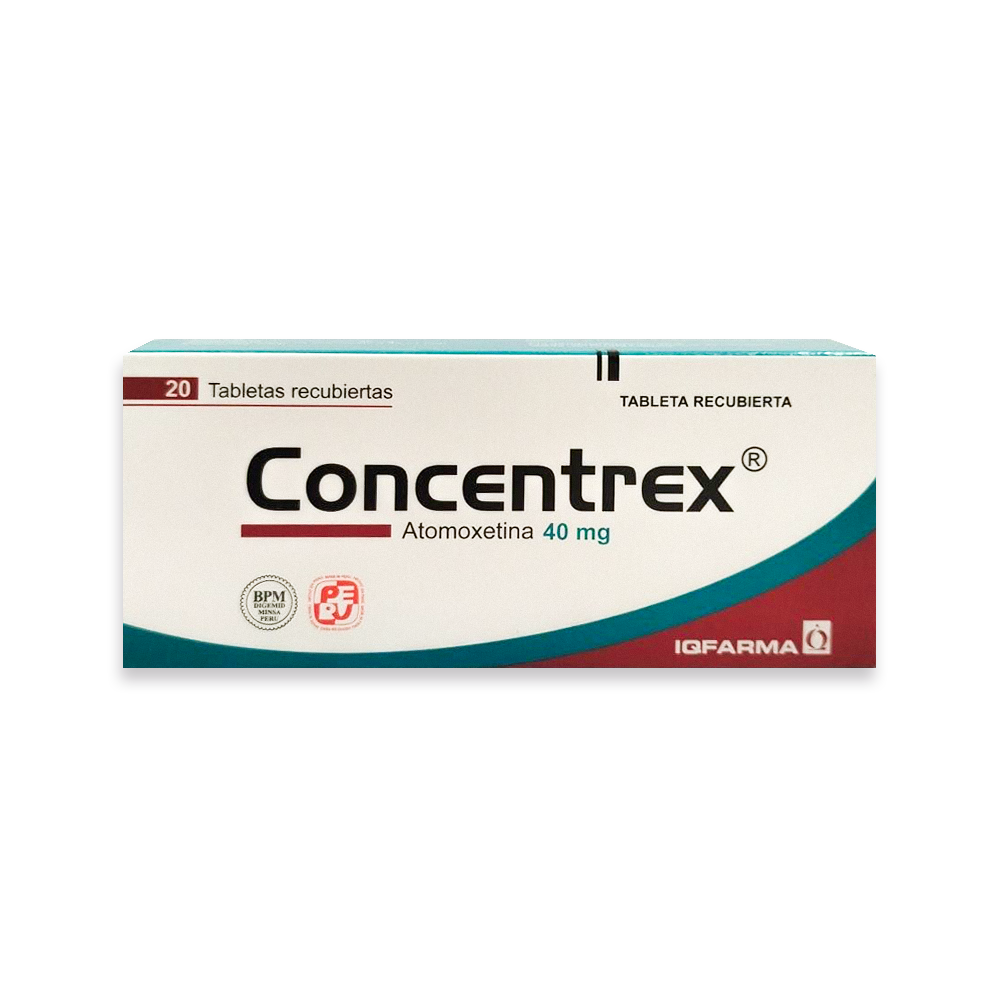 concentrex 40 CONCENTREX (ATOMOXETINA 40 MG) CAJA X 20 TABLETAS RECUBIERTAS - Imagen 1